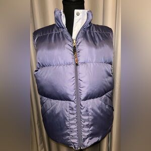 LL Bean Puffer Vest Womens Sz Sm Purple Goose Down Fill Full Zip REVERSIBLE VC72